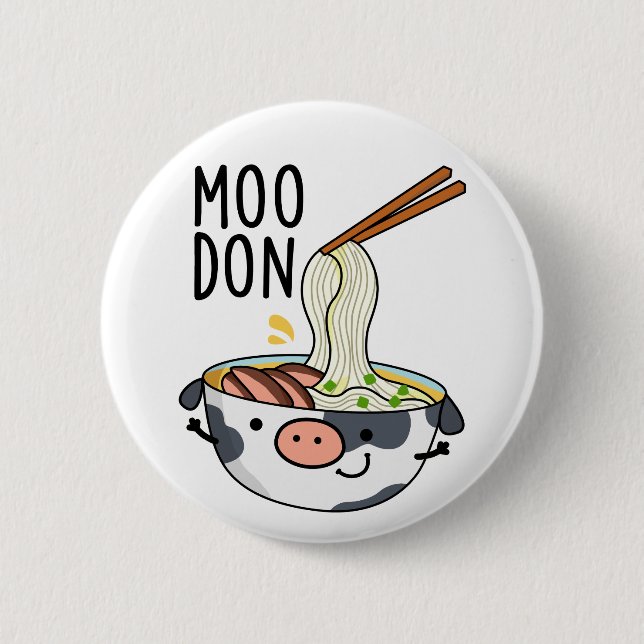 Chapa Redonda De 5 Cm Moo-don Funny Udon Pun (Anverso)