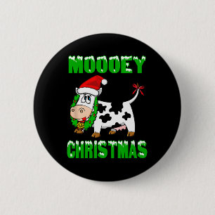 Chapa Redonda De 5 Cm Mooey Navidad - Vaca de Navidad