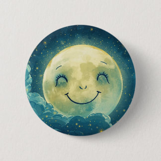 Chapa Redonda De 5 Cm Moon Face Button Pin