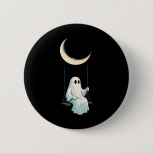 Chapa Redonda De 5 Cm Moon Swing Ghost Shirt Spooki Cuidad Noche Octubre