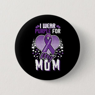 Chapa Redonda De 5 Cm Morado para la conciencia de Alzheimer de mamá