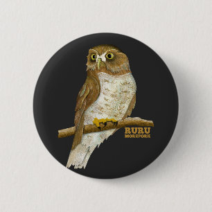 Chapa Redonda De 5 Cm Morepork Ruru New Zeland Bird