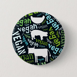 Chapa Redonda De 5 Cm Mosaico de la Palabra-Nube del "vegano" con el