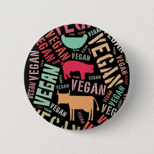 Chapa Redonda De 5 Cm Mosaico de la Palabra-Nube del "vegano" con el