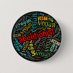 Chapa Redonda De 5 Cm "Mosaico de la Palabra-Nube del vegano del