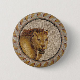 Chapa Redonda De 5 Cm Mosaico de León Romano