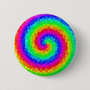 Chapa Redonda De 5 Cm Mosaico espiral arcoiris