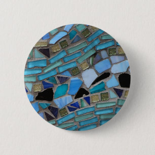 Chapa Redonda De 5 Cm Mosaicos azules y verdes