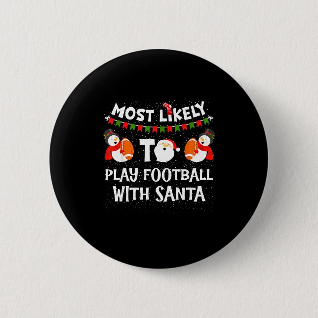 Chapa Redonda De 5 Cm Most Likely To Play Hockey With Santa Christmas  (Anverso)