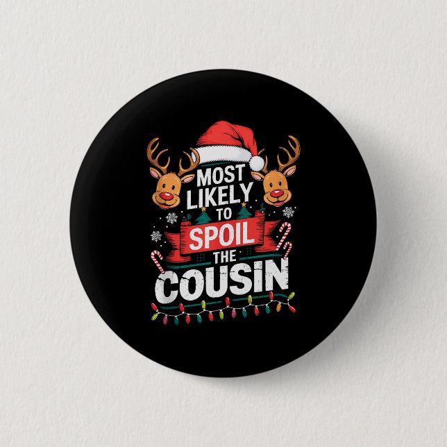 Chapa Redonda De 5 Cm Most Likely To Sil The Cousin Christmas Party Fami (Anverso)