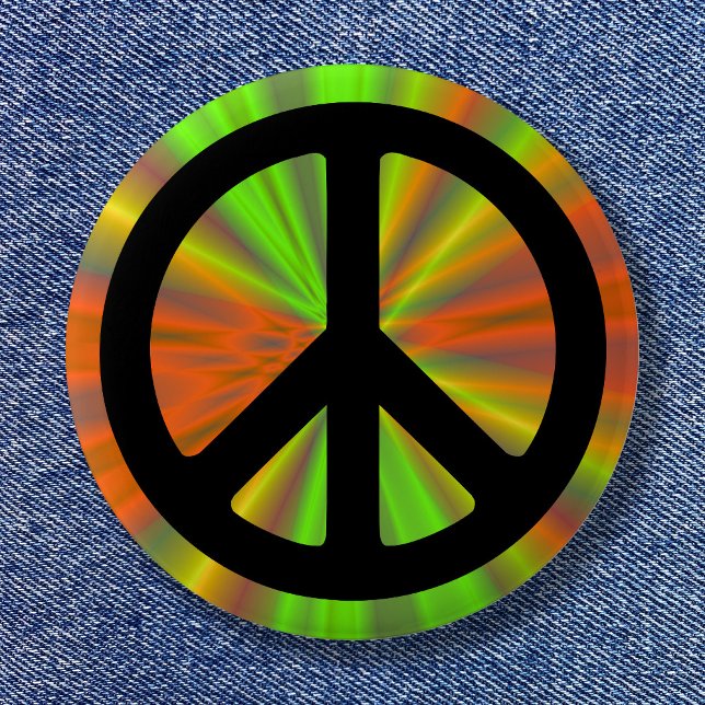 Chapa Redonda De 5 Cm Mostrar luz con signo de paz (Light Show with Peace Sign Button)
