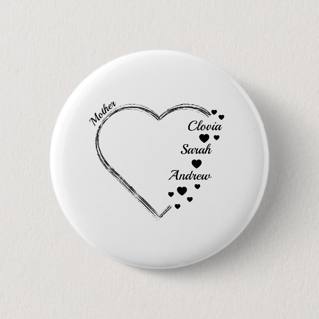 Chapa Redonda De 5 Cm Mother heart ccustomize name (Anverso)
