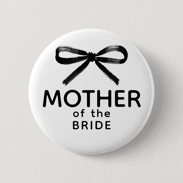 Chapa Redonda De 5 Cm Mother of the Bride - Black Bow Whimsical (Anverso)