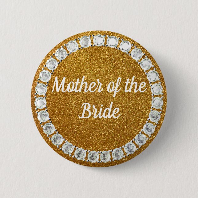 Chapa Redonda De 5 Cm Mother of the Bride gold rhinestone bg (Anverso)