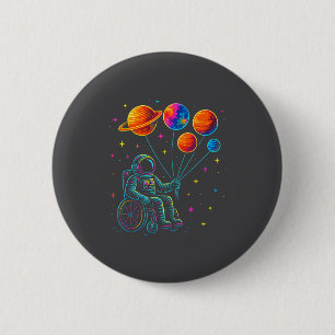 Chapa Redonda De 5 Cm Motivación Astronauta en Silla de Ruedas Niños Esp
