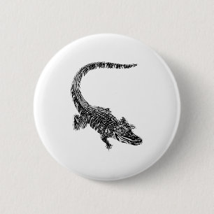 Chapa Redonda De 5 Cm Motivo de Cocodrilo Lagarto Reptil Dientes Animal