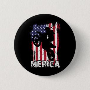 Chapa Redonda De 5 Cm Moto de tierra bandera americana Merica motocross