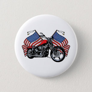 Chapa Redonda De 5 Cm Motocicleta de las banderas americanas