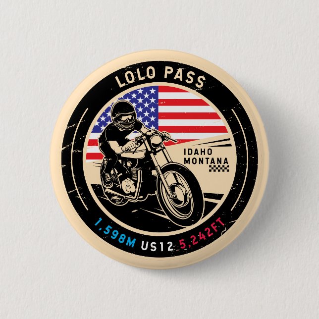 Chapa Redonda De 5 Cm Motocicleta Lolo Pass Idaho (Anverso)