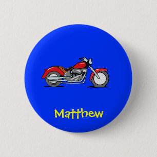 Chapa Redonda De 5 Cm Motocicleta roja del dibujo animado - moto