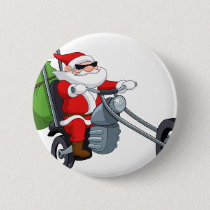 Chapa Redonda De 5 Cm motociclista santa claus