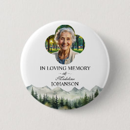 Chapa Redonda De 5 Cm Mountains and Trees Celebration Of Life Keepsake