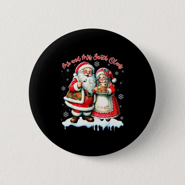 Chapa Redonda De 5 Cm Mr &amp; Mrs Santa Claus Christmas Matching Couple (Anverso)