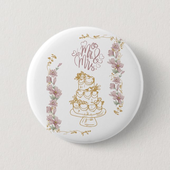 Chapa Redonda De 5 Cm mr y mrs (Anverso)