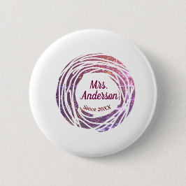 Chapa Redonda De 5 Cm Mrs name pink mauve border since year wedding brid