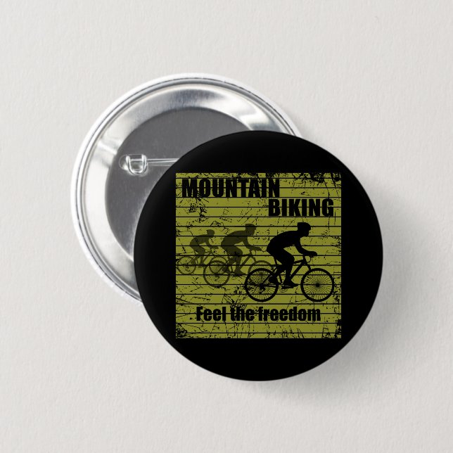 Chapa Redonda De 5 Cm MTB en bicicleta de montaña (Anverso y reverso)