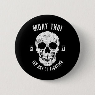 Chapa Redonda De 5 Cm Muay Thai Calavera - Boxeo Tailandés y Kickboxing 