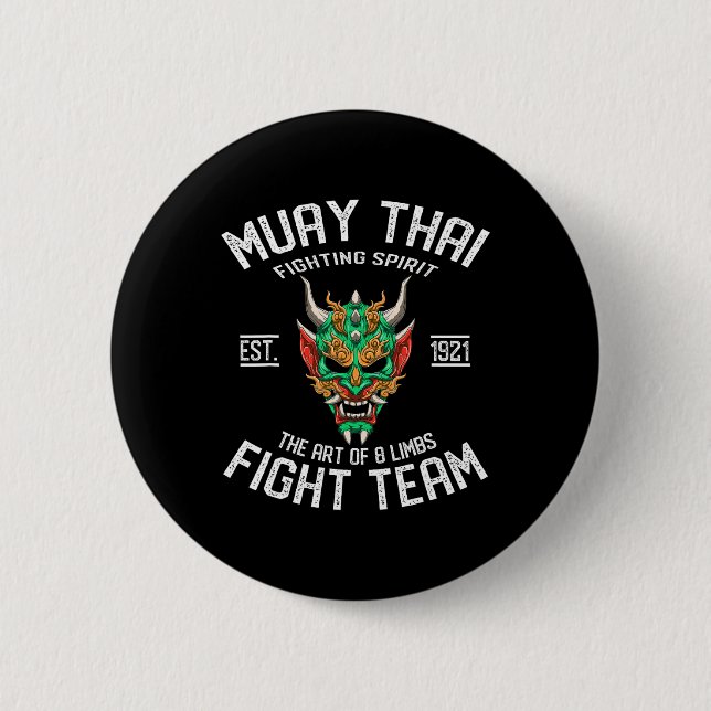 Chapa Redonda De 5 Cm Muay Thai Oni - Boxeo Tailandés y Kickboxing  (Anverso)