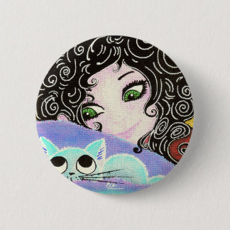 Chapa Redonda De 5 Cm muchacha al gato 1