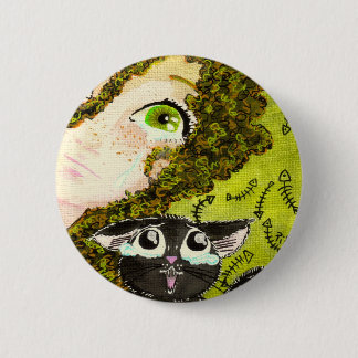 Chapa Redonda De 5 Cm muchacha al gato 2