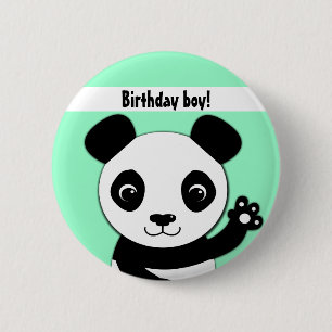 Chapa Redonda De 5 Cm Muchacho lindo simple del cumpleaños de la panda