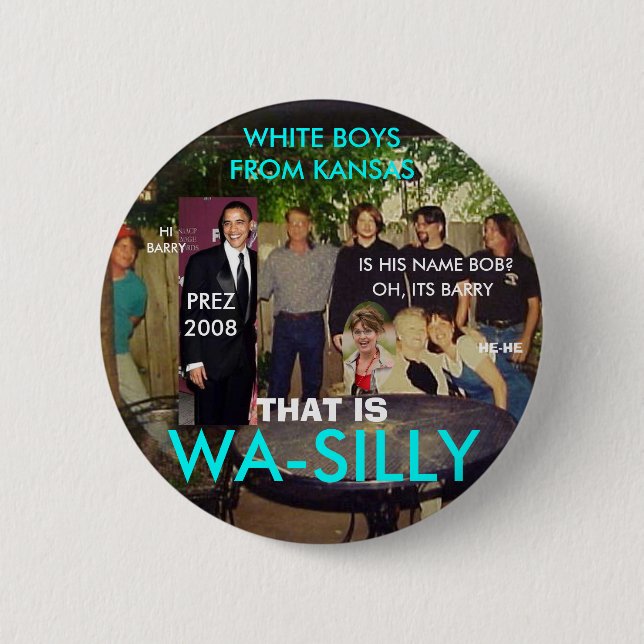 CHAPA REDONDA DE 5 CM MUCHACHOS BLANCOS TONTOS DE WA (Anverso)