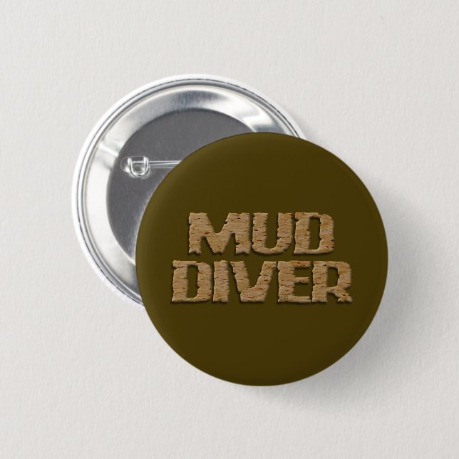 Chapa Redonda De 5 Cm Mud Diver brown round button (Anverso y reverso)