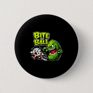 Chapa Redonda De 5 Cm Muerde la pelota pickleball deporte retro gráfico