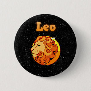 Chapa Redonda De 5 Cm Muestra Leo del zodiaco