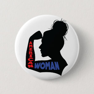 Chapa Redonda De 5 Cm Mujer Americana