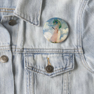Chapa Redonda De 5 Cm Mujer con Parasol Claude Monet