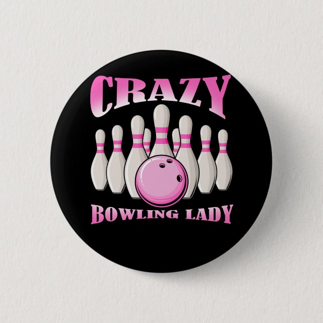 Chapa Redonda De 5 Cm Mujer de boliche Cute Bowler Lady (Anverso)