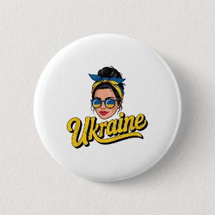 Chapa Redonda De 5 Cm Mujer de estilo retro de Ucrania Gráfica Orgullo c
