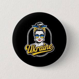 Chapa Redonda De 5 Cm Mujer de estilo retro de Ucrania Gráfico Orgullo c