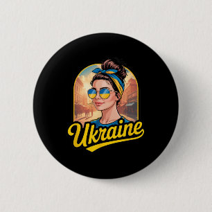 Chapa Redonda De 5 Cm Mujer de estilo retro de Ucrania Orgullo cultural