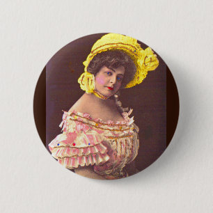 Chapa Redonda De 5 Cm Mujer de los años 1890 vestida con patatas fritas