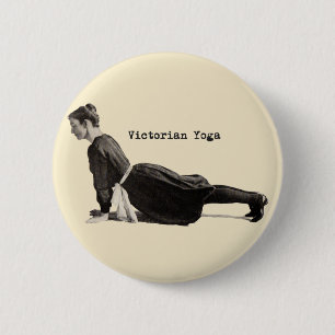 Chapa Redonda De 5 Cm Mujer de Yoga Victoriano Vintage en Impresión de P