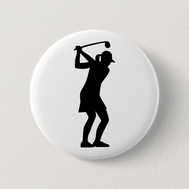 Chapa Redonda De 5 Cm Mujer del golf (Anverso)