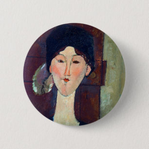 Chapa Redonda De 5 Cm Mujer frente a la puerta por Amedeo Modigliani