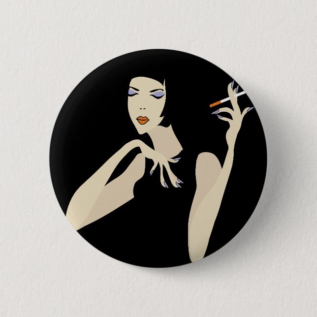 Chapa Redonda De 5 Cm Mujer fumadora (Anverso)